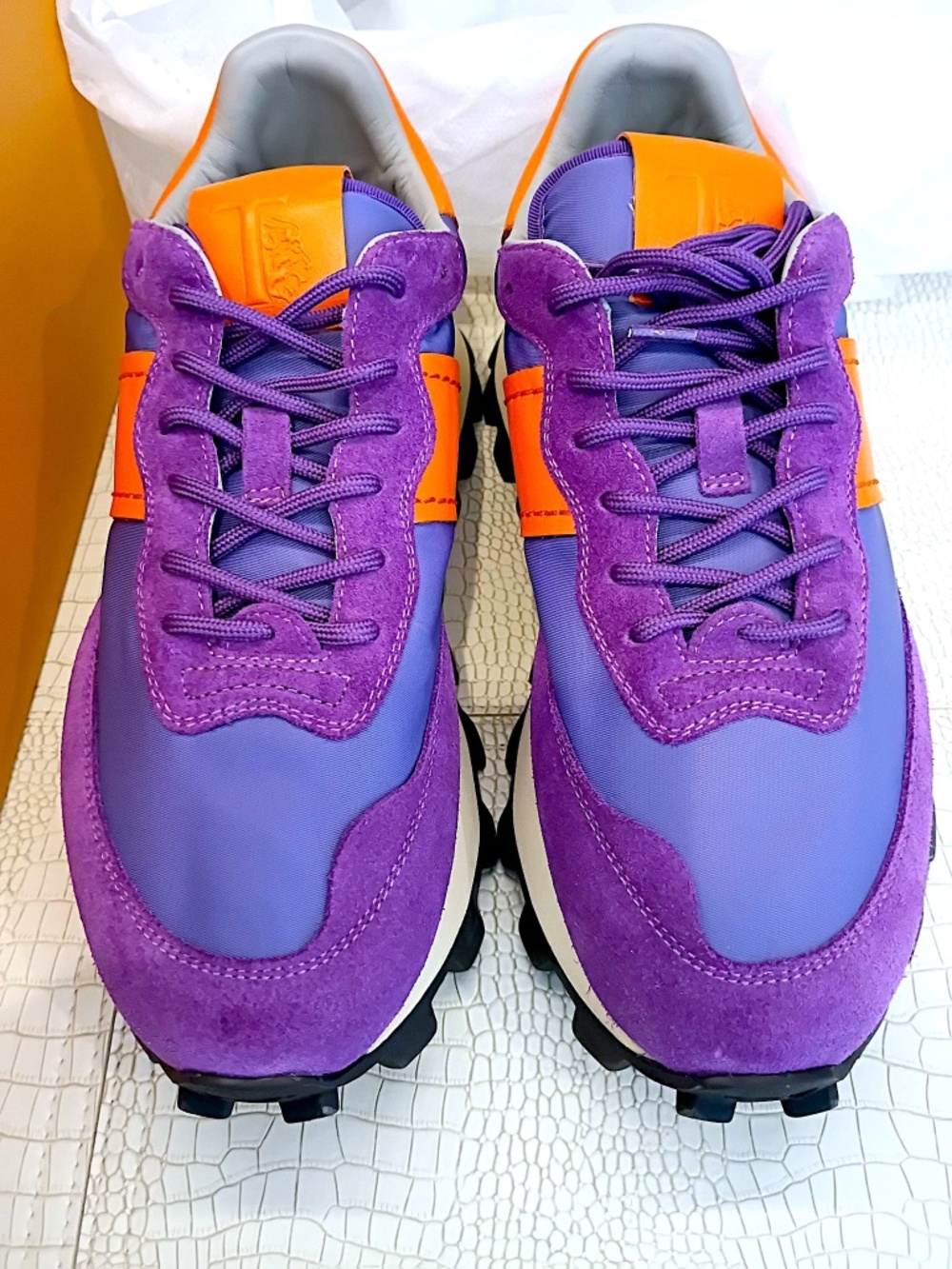 TOD’S HANDCRAFTED SPORTIVA CANVAS & LEATHER SNEAKER IN MULTI